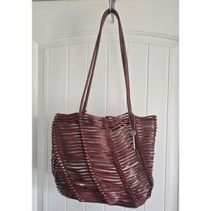 Fossil Leather Double Handle Purse Shoulder Bag / Charm Key School/ Work/NICE